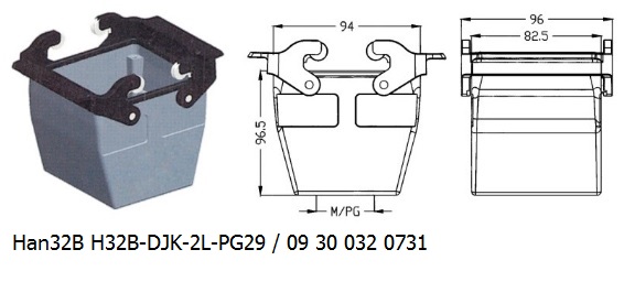 Han 32B H32B-DJK-2L-PG29 09 30 032 0731 Cable to cable coupler 1lever OUKERUI Harting ILME Heavy duty connector.jpg